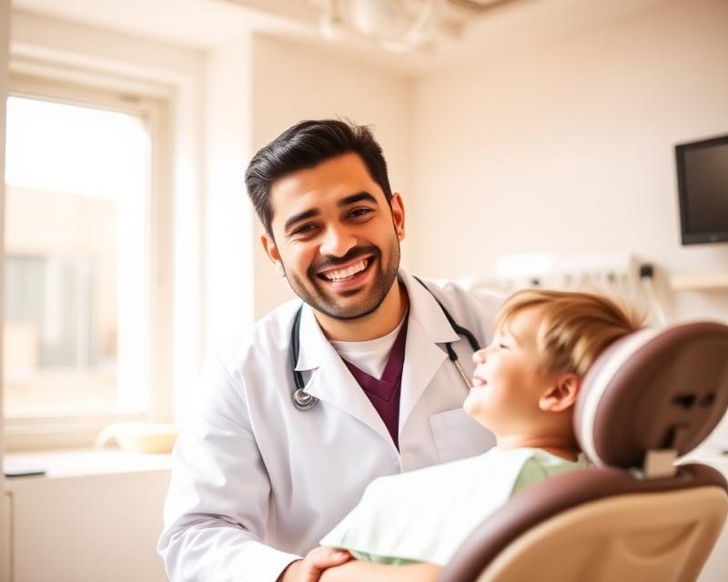 Dr. Burquez with a young family patient