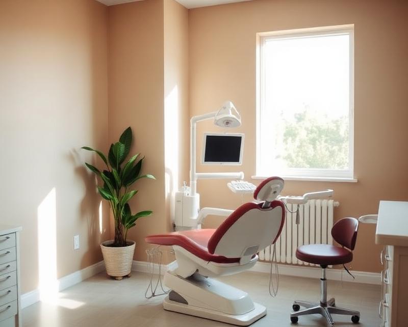 Calm, sunlit dental operatory
